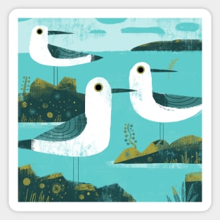 Three Gulls Sticker